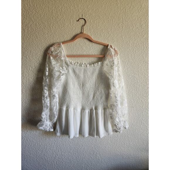 Ember Women's Lace Square Neck Line Flowy Casual Blouse-M - Picture 1 of 8